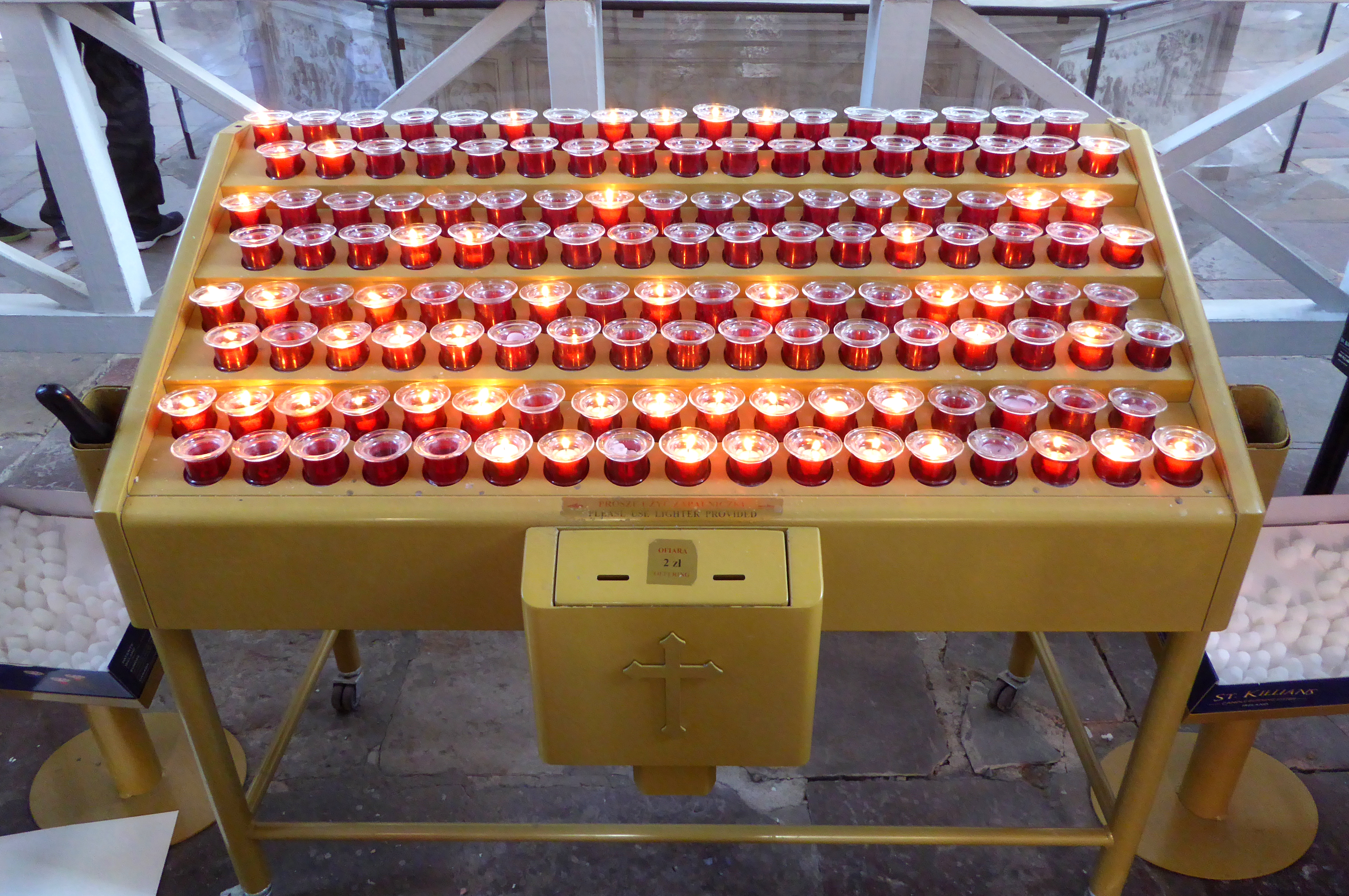 Prayer candles in a Catholic church